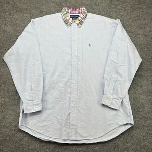 Ralph Lauren Button Shirt Men's XL Blake Contrast Collar Patchwork Flesh Pony